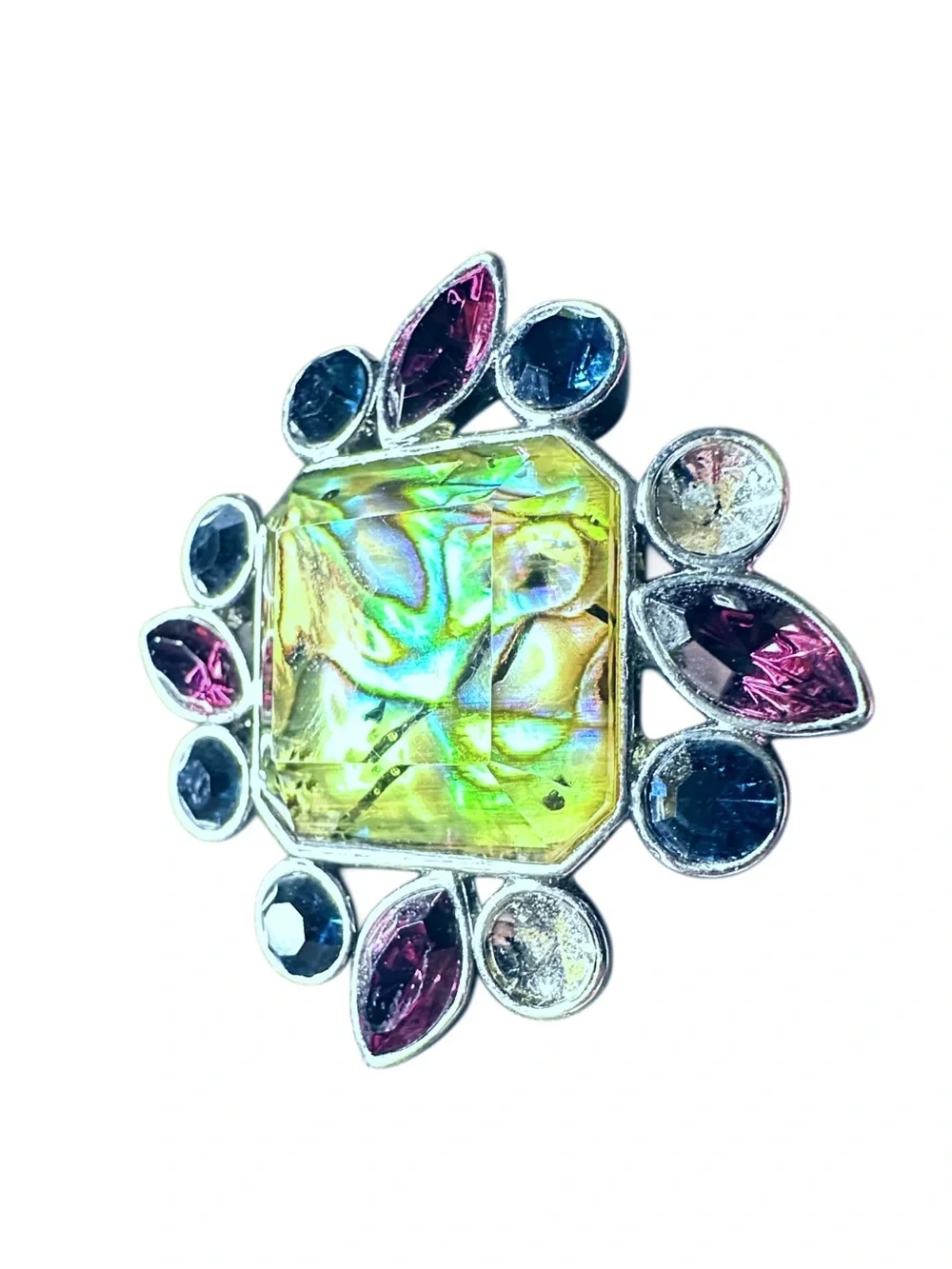 Lia Sophia Multicolor Abalone Crystal Brooch with Blue and Purple Accents